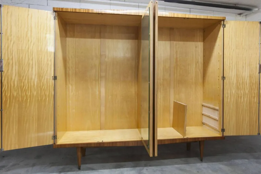Armoire 1960 scandinave bois blond vernis atypique 4 portes 3