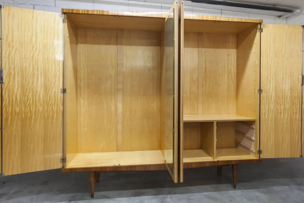Armoire 1960 scandinave bois blond vernis atypique 4 portes 3