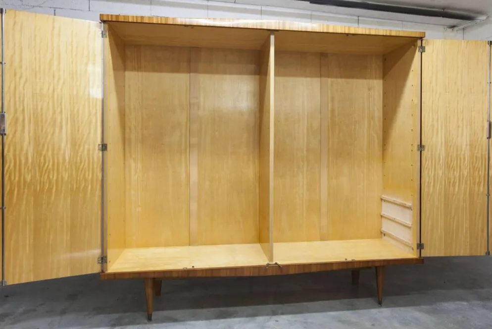 Armoire 1960 scandinave bois blond vernis atypique 4 portes 3