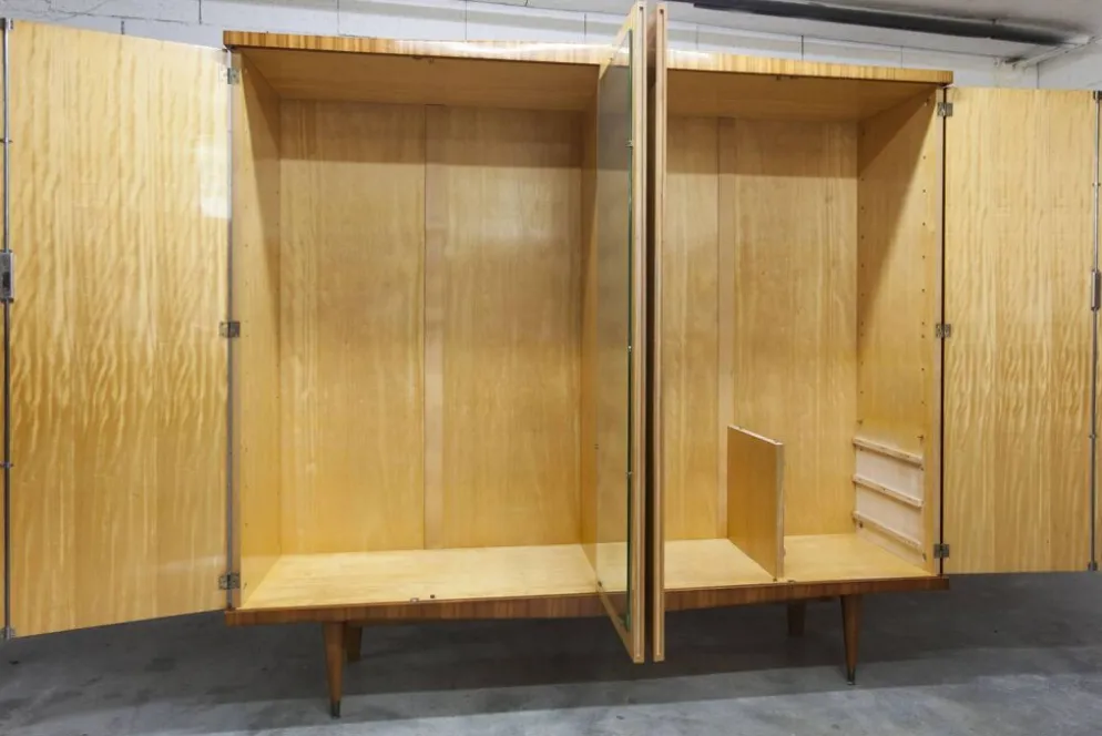 Armoire 1960 scandinave bois blond vernis atypique 4 portes 3