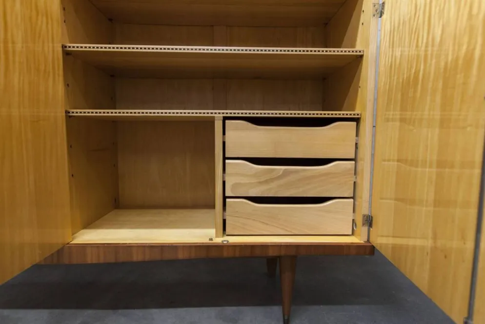 Armoire 1960 scandinave bois blond vernis atypique 4 portes 3