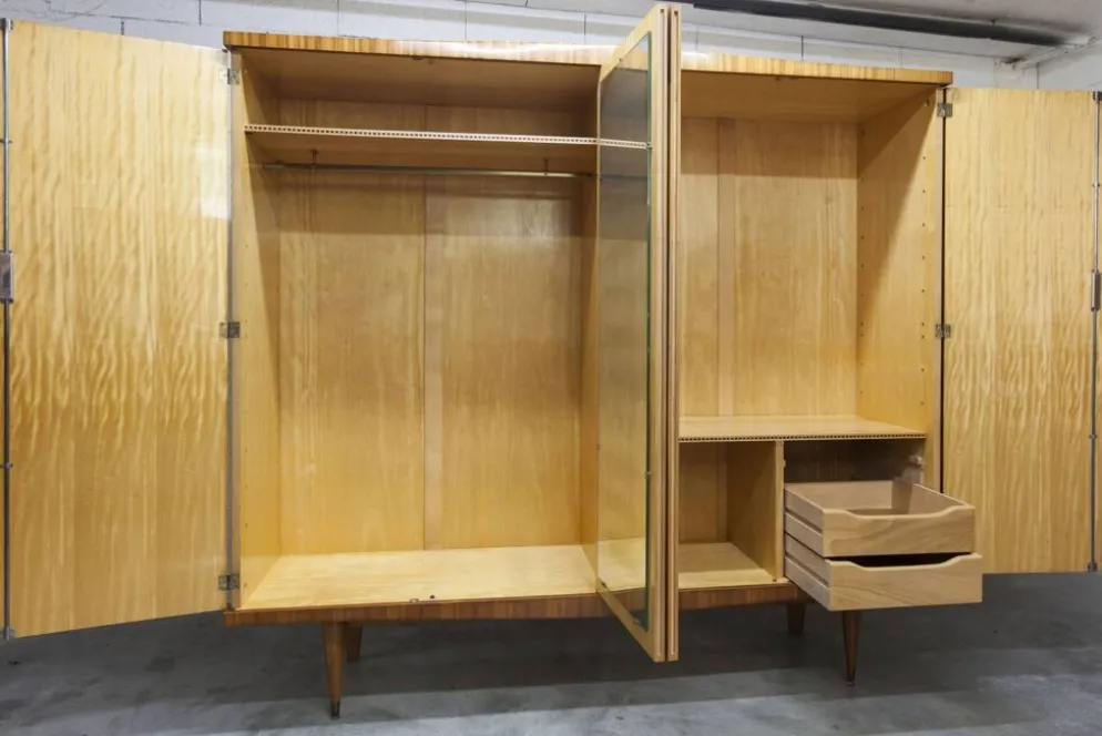 Armoire 1960 scandinave bois blond vernis atypique 4 portes 3