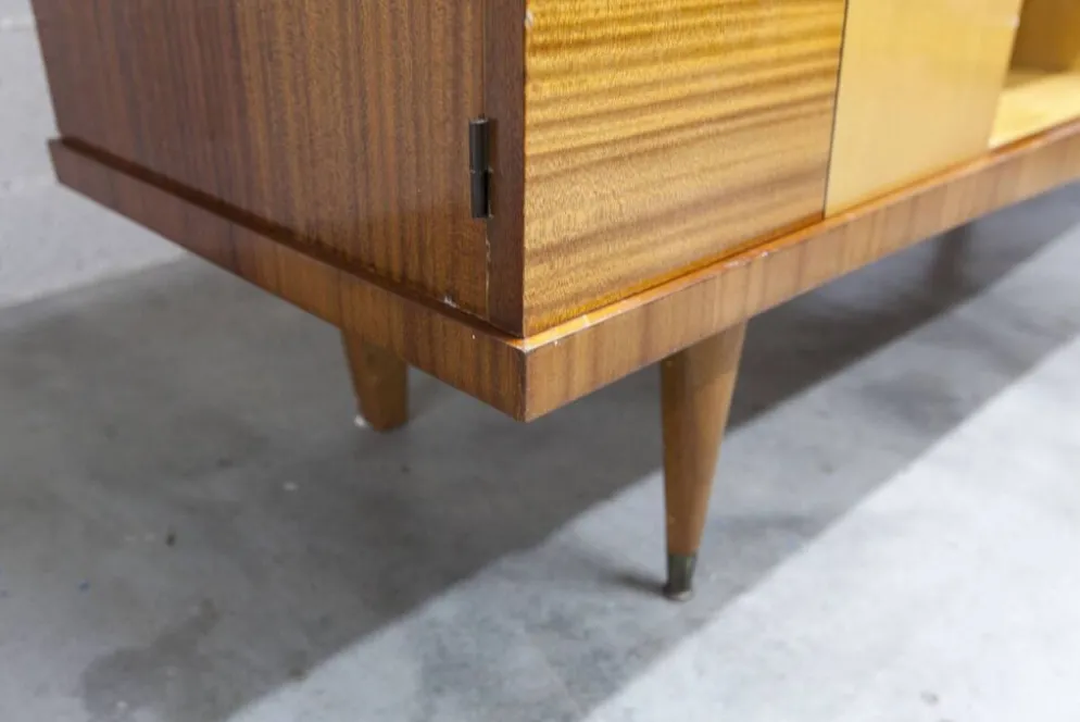 Armoire 1960 scandinave bois blond vernis atypique 4 portes 3