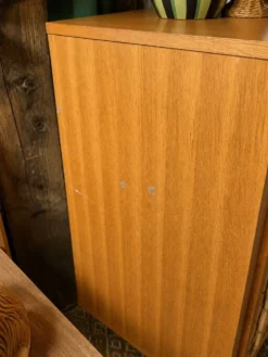 Armoire-secrétaire (3 tiroirs) 1960 en bois et rotin