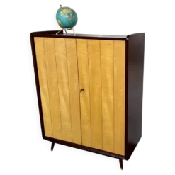 Armoire vintage deux portes pieds compas bi couleur