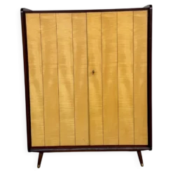 Armoire vintage deux portes pieds compas bi couleur