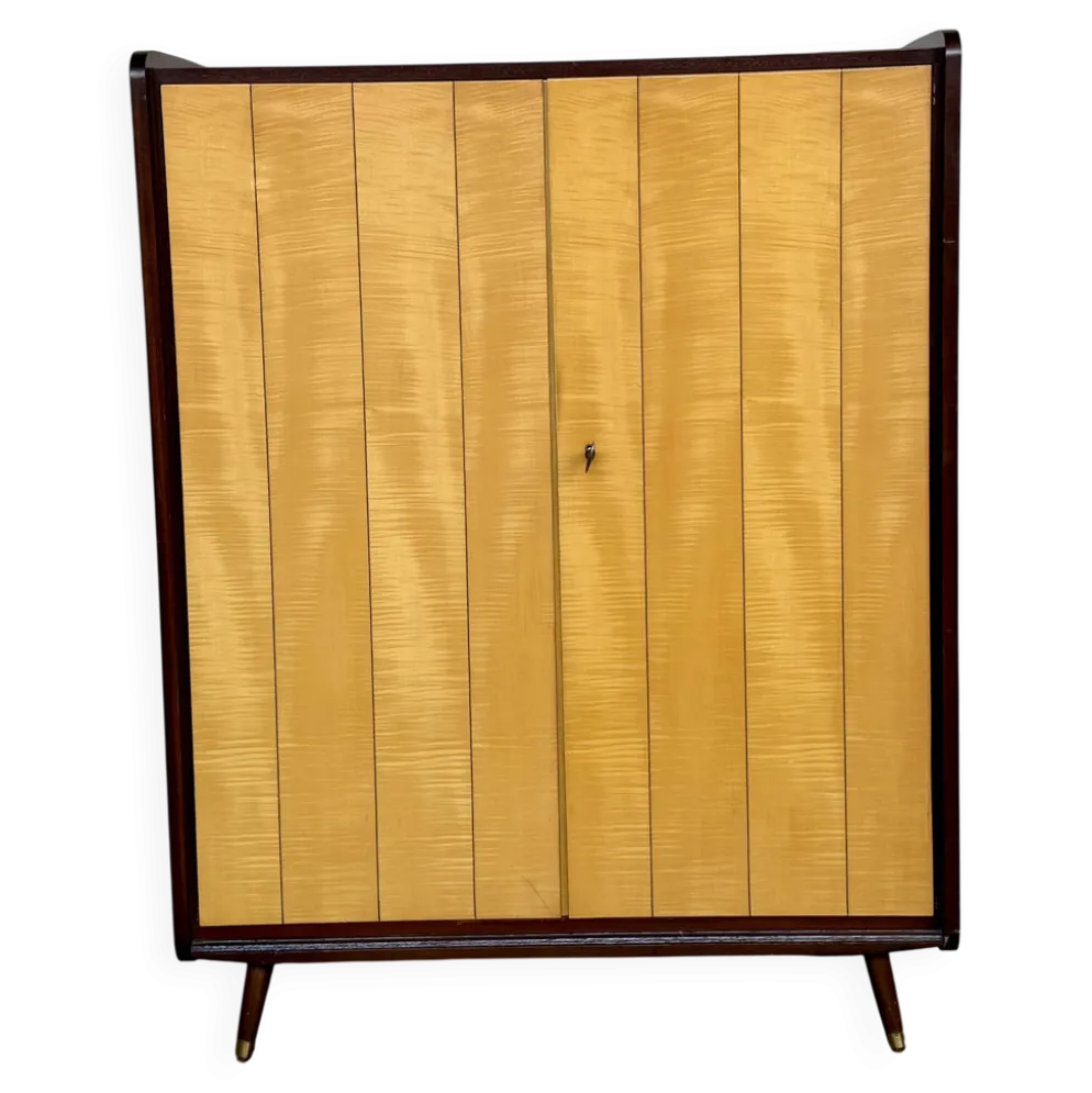 Armoire vintage deux portes pieds compas bi couleur