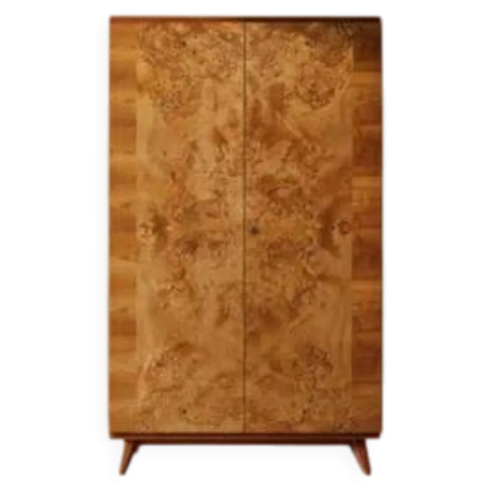 Armoire vintage du milieu du siècle, placage en bois de noyer, Tchécoslovaquie, 176 × 116 × 58 cm