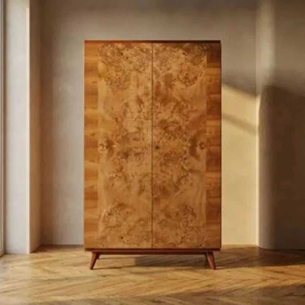 Armoire vintage du milieu du siècle, placage en bois de noyer, Tchécoslovaquie, 176 × 116 × 58 cm