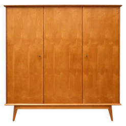 Armoire vintage en bois avec miroir, 3 portes