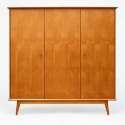 Armoire vintage en bois avec miroir, 3 portes