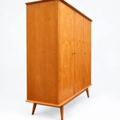 Armoire vintage en bois avec miroir, 3 portes