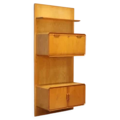 Armoire vintage en érable avec abattant, design Italie, années 1960