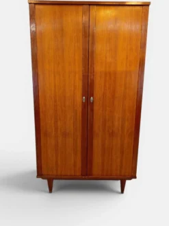 Armoire vintage à pieds compas en placage de chêne – Années 50