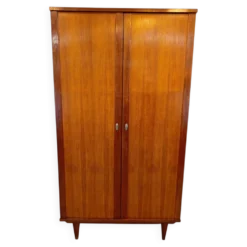 Armoire vintage à pieds compas en placage de chêne – Années 50