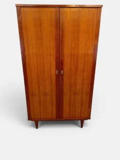 Armoire vintage à pieds compas en placage de chêne – Années 50