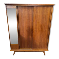 Armoire vintage à portes coulissantes et miroir - Années 1970