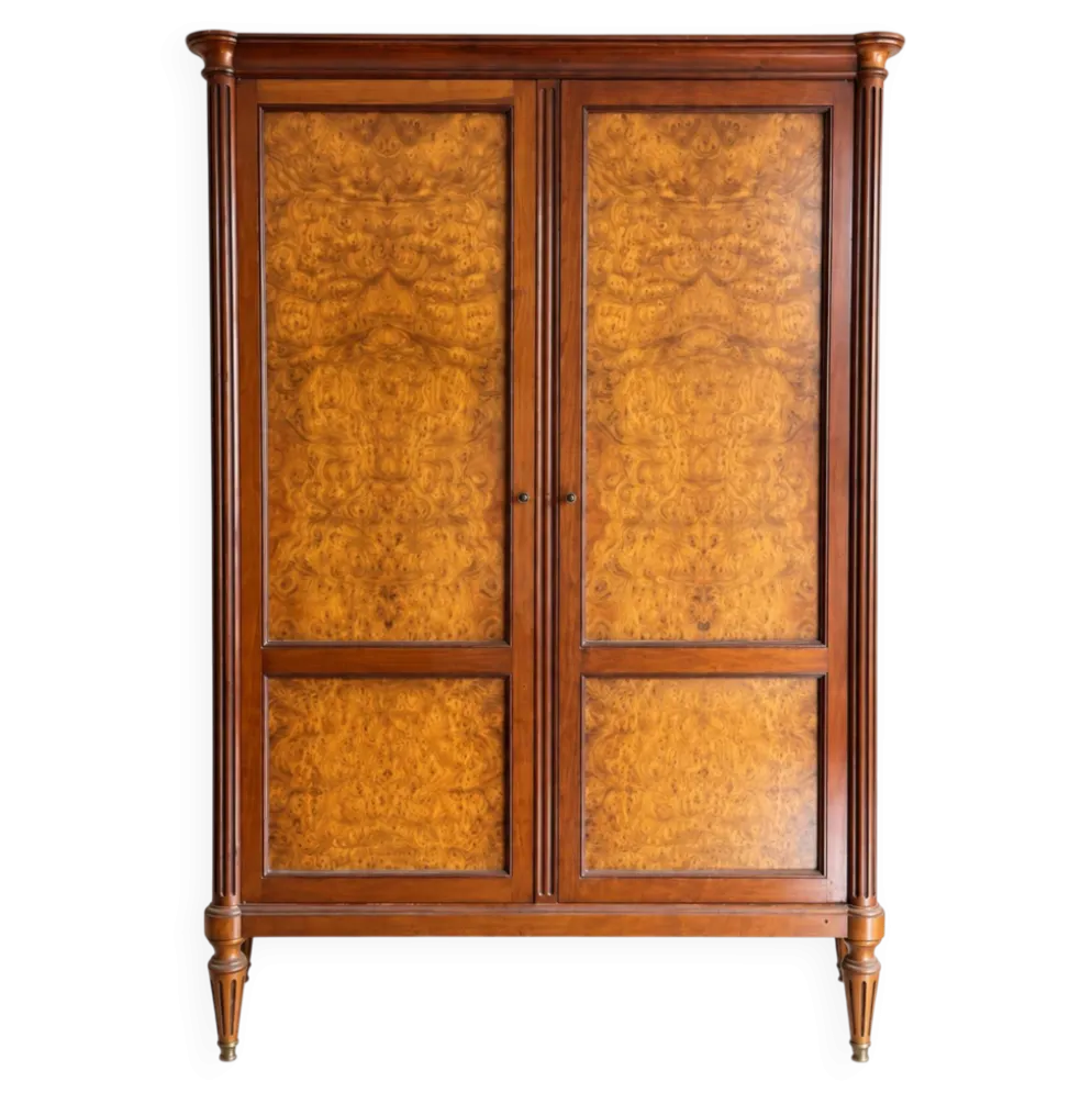 Armoire vintage style Louis XVI en loupe d’orme – 2 portes