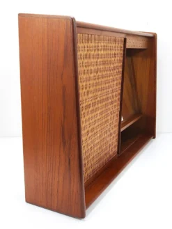 Arne Wahl Iversen Miroir Mural & Cabinet Étagère, Teck & Cane pour Brenderup Danemark