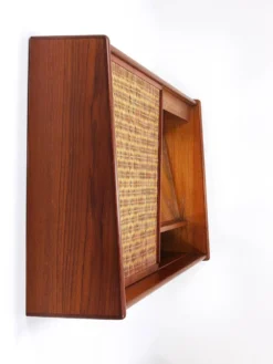 Arne Wahl Iversen Miroir Mural & Cabinet Étagère, Teck & Cane pour Brenderup Danemark