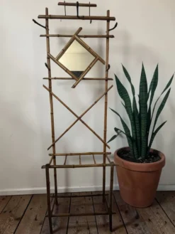 Art déco, vestiaire porte manteaux bambou miroir losange vers 1930