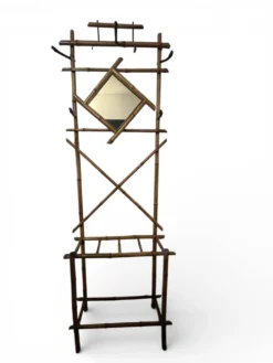 Art déco, vestiaire porte manteaux bambou miroir losange vers 1930