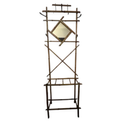 Art déco, vestiaire porte manteaux bambou miroir losange vers 1930