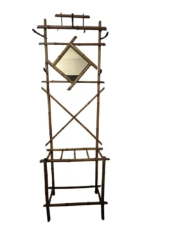 Art déco, vestiaire porte manteaux bambou miroir losange vers 1930