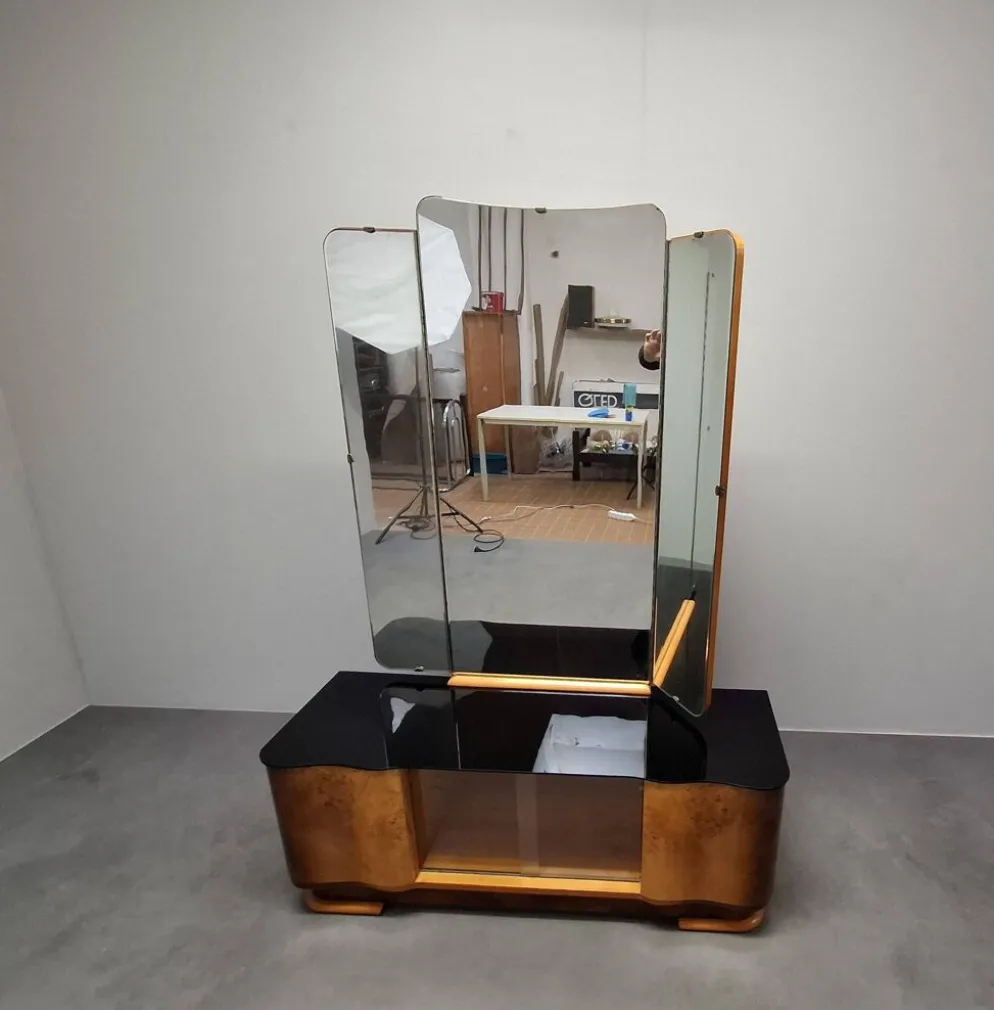Art Deco Vanity Cabinet Attributed to Jindřich Halabala, Czechoslovakia, 19