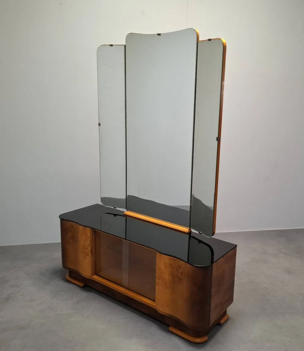 Art Deco Vanity Cabinet Attributed to Jindřich Halabala, Czechoslovakia, 19