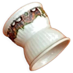Art Nouveau Coquetier diabolo godronné Porcelaine Blanche à décor de frise
