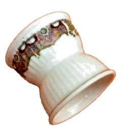 Art Nouveau Coquetier diabolo godronné Porcelaine Blanche à décor de frise