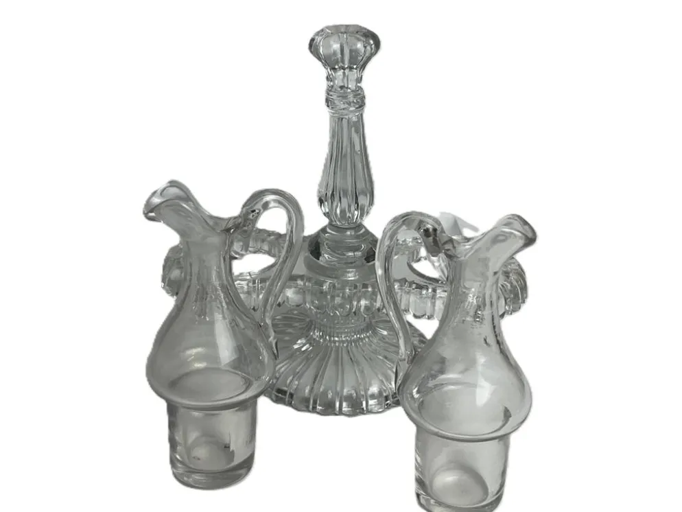 Arts de la table, deux serviteurs de table verre moulé début XXème