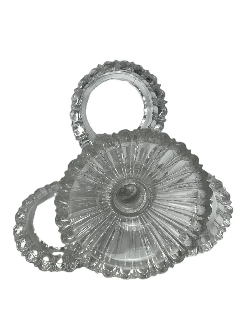 Arts de la table, deux serviteurs de table verre moulé début XXème
