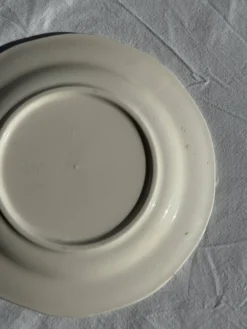 Assiette ancienne en faïence à décor de paysage bleu D24,5