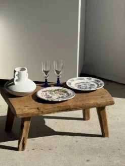 Assiette ancienne en faïence à décor de paysage bleu D24,5