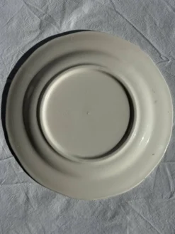 Assiette ancienne en faïence à décor de paysage bleu D24,5