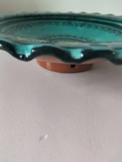 Assiette artisanale marocaine en faïence turquoise – Safi