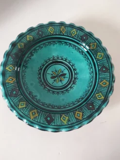 Assiette artisanale marocaine en faïence turquoise – Safi