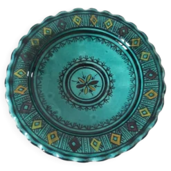 Assiette artisanale marocaine en faïence turquoise – Safi