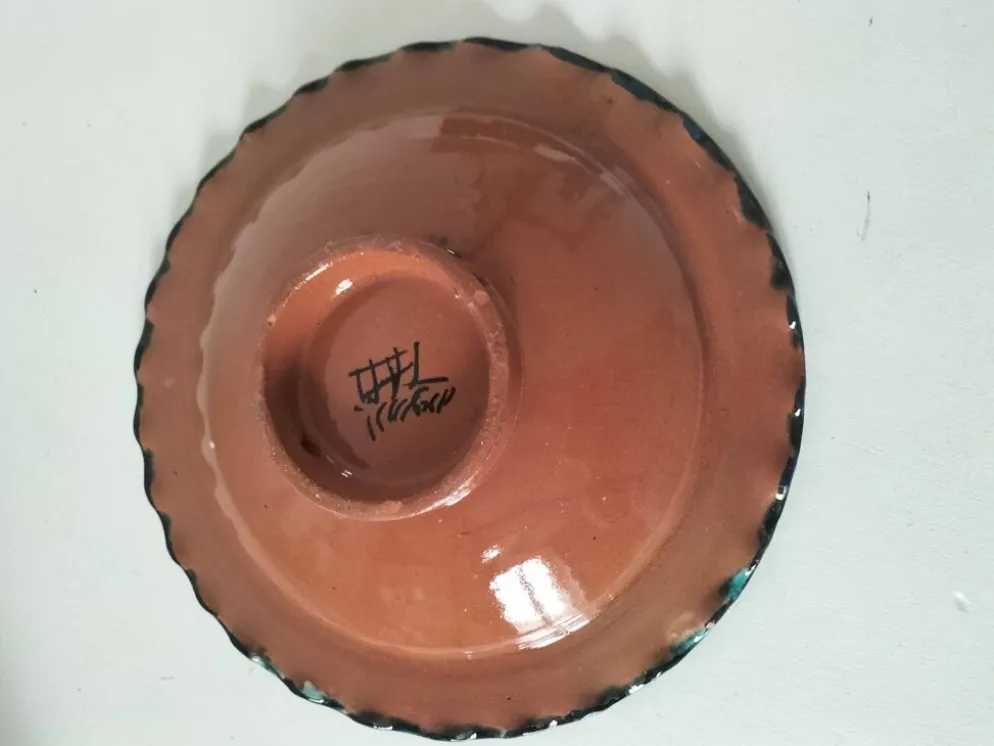 Assiette artisanale marocaine en faïence turquoise – Safi