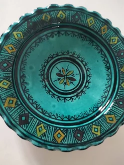 Assiette artisanale marocaine en faïence turquoise – Safi