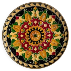 Assiette cloisonnée laiton vintage