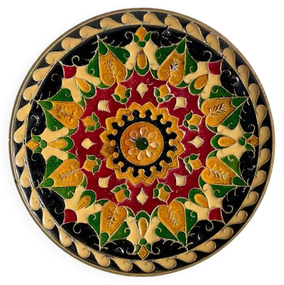 Assiette cloisonnée laiton vintage