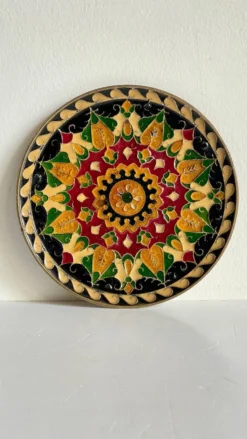 Assiette cloisonnée laiton vintage