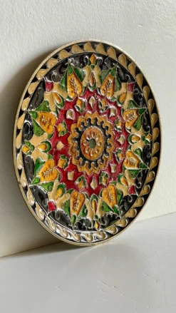 Assiette cloisonnée laiton vintage