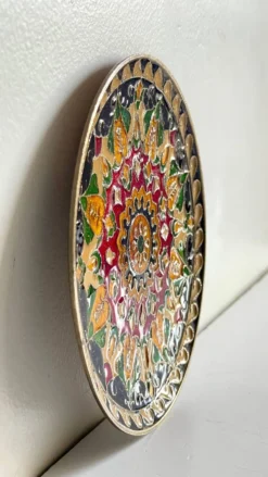 Assiette cloisonnée laiton vintage