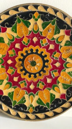 Assiette cloisonnée laiton vintage