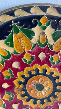 Assiette cloisonnée laiton vintage