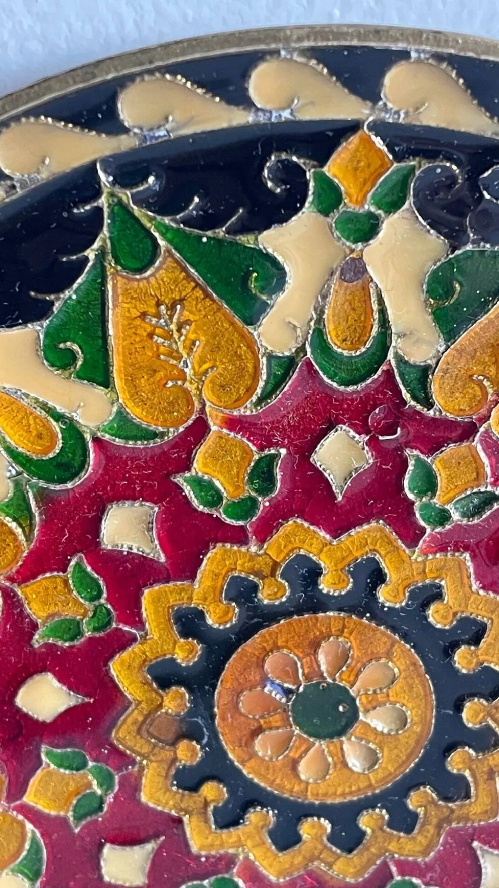 Assiette cloisonnée laiton vintage